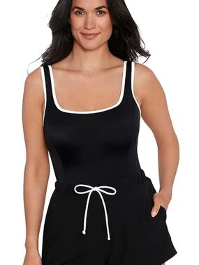Penbrooke Black Swim Dress One-Piece Swimsuit – Size 8